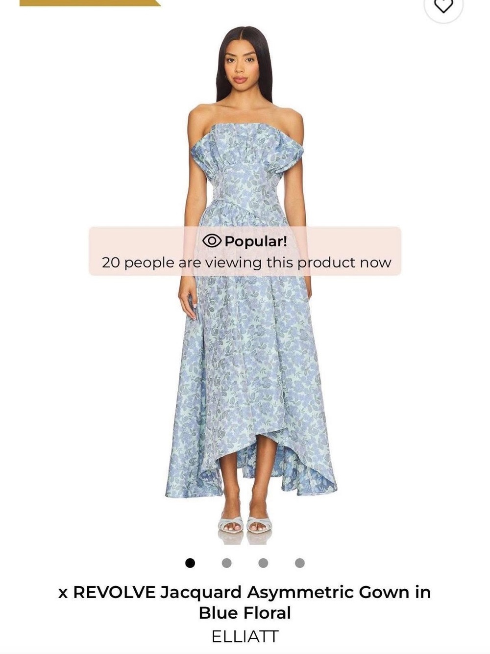 Elliatt Light Blue Floral Asymmetric Strapless Gown